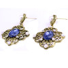 E-3082 Vintage style Bronze Alloy Pearl Crystal Hollow Out Flower Dangle Earrings