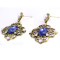 E-3082 Vintage style Bronze Alloy Pearl Crystal Hollow Out Flower Dangle Earrings