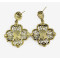 E-3082 Vintage style Bronze Alloy Pearl Crystal Hollow Out Flower Dangle Earrings
