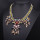 N-3792﻿﻿European Style Rhinestone Resin Gem Flat Chain Drop Crystal Flowers Leaves Choker Necklace