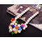 N-3765 Europe Style Gold Plated Alloy Link Chain Multicolor Pearl Chain Crystal Drop Tassels Pendant Necklace