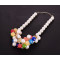 N-3765 Europe Style Gold Plated Alloy Link Chain Multicolor Pearl Chain Crystal Drop Tassels Pendant Necklace