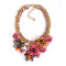 N-3809 Europe style gold plated woven handmade coarse chain luxury print metal flower colorful crystal beads exaggerated statement necklace