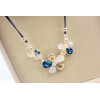 N-3808 Korea Style Bohemian Exaggerated Short Chain Opal Crystal Hollow Out Big Flowers choker necklace