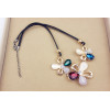 N-3808 Korea Style Bohemian Exaggerated Short Chain Opal Crystal Hollow Out Big Flowers choker necklace