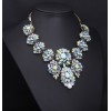 N-3806 Europe Style Bronze Alloy  Resin Gem Crystal Flower Choker Necklace