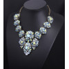 N-3806 Europe Style Bronze Alloy  Resin Gem Crystal Flower Choker Necklace