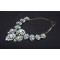 N-3806 Europe Style Bronze Alloy  Resin Gem Crystal Flower Choker Necklace