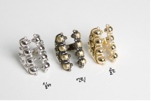 R-1126 Korea Style Silver/gold.bronze  Plated Alloy Retro skull skeleton Ring