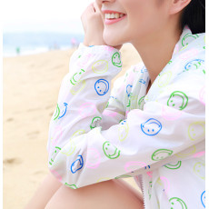 K-0007 Women Long Sleeve Candy Color Beach Smile Breathe freely Uv Sun-protective Clothing Coat Upper Garment