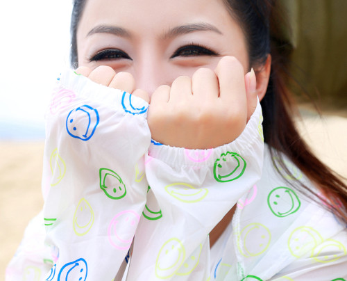 K-0007 Women Long Sleeve Candy Color Beach Smile Breathe freely Uv Sun-protective Clothing Coat Upper Garment