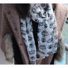C-0067 New Coming Print White Black Crown Skull Chiffon Scarves Shawl