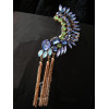 E-3090 Fashion style Gold Plated Alloy Crystal Feather Shape Long Tassels Ear Cuff Ear Stud