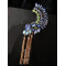 E-3090 Fashion style Gold Plated Alloy Crystal Feather Shape Long Tassels Ear Cuff Ear Stud