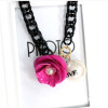 N-3818 New korea style black CCB chain metal rose flower pattern love pearl pendants necklace for women