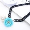 N-3818 New korea style black CCB chain metal rose flower pattern love pearl pendants necklace for women