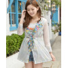 K-0004 Women Long Sleeve Candy Color Two Layer Breathe freely Uv Flower Sun-protective Clothing Coat Upper Garment