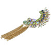 E-3090 Fashion style Gold Plated Alloy Crystal Feather Shape Long Tassels Ear Cuff Ear Stud