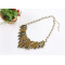N-3829 Vintage Style Bronze Alloy Brown Rhinestone Leaves Shape Pendant Necklace