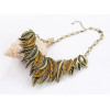 N-3829 Vintage Style Bronze Alloy Brown Rhinestone Leaves Shape Pendant Necklace