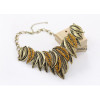 N-3829 Vintage Style Bronze Alloy Brown Rhinestone Leaves Shape Pendant Necklace