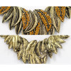 N-3829 Vintage Style Bronze Alloy Brown Rhinestone Leaves Shape Pendant Necklace