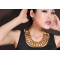 N-3830 Vintage Style Bronze Alloy Beads Rivets Shape Hollow Out Collar Necklace