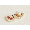 E-3087 Vintage style fashion gold plated pearl fan shaped  stud earrings