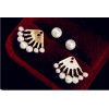 E-3087 Vintage style fashion gold plated pearl fan shaped  stud earrings