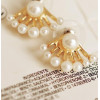 E-3087 Vintage style fashion gold plated pearl fan shaped  stud earrings