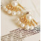 E-3087 Vintage style fashion gold plated pearl fan shaped  stud earrings