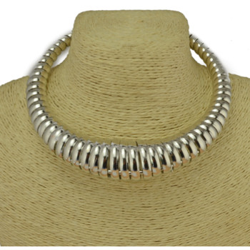 N-3833 European Style Silver Gold Plated Alloy Spring Hoop Choker Necklace