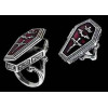 R-0244 New Arrival Vintage Style Silver Bronze Alloy Enamel Crown Bat Cross Jesus Coffin Box Ring