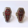 R-0244 New Arrival Vintage Style Silver Bronze Alloy Enamel Crown Bat Cross Jesus Coffin Box Ring
