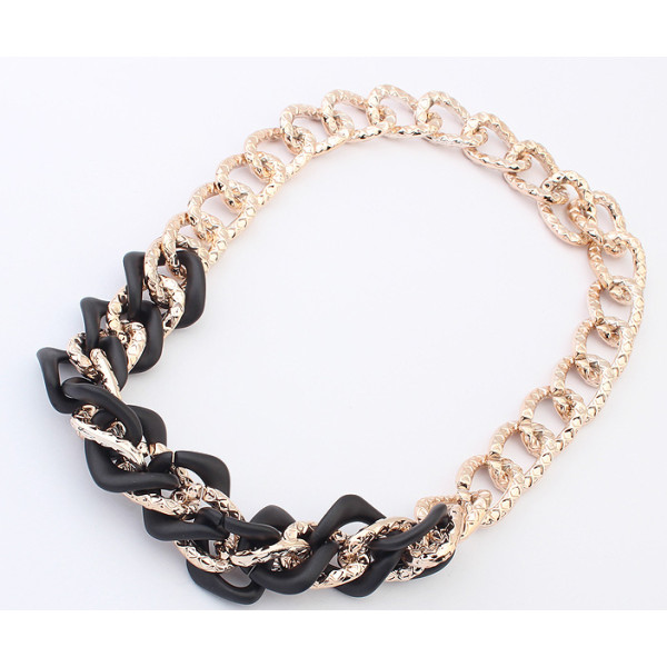 N-3843 European Style Gold Plated CCB Link Chain Choker Necklace