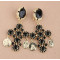 E-3096 European Style Gold Plated Alloy Black Crystal Cross Coin Flower Dangle Earrings