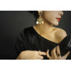 E-3096 European Style Gold Plated Alloy Black Crystal Cross Coin Flower Dangle Earrings