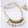 N-3620 Fashion charms Gold Plated Alloy Multilayer Chains Pearl Tassels Choker Necklace