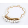 N-3620 Fashion charms Gold Plated Alloy Multilayer Chains Pearl Tassels Choker Necklace