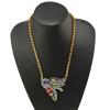N-3839 New Fashion gold filled  Chain Rhinestone Colorful Crystal Bird Pendant Necklace