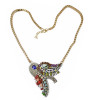 N-3839 New Fashion gold filled  Chain Rhinestone Colorful Crystal Bird Pendant Necklace