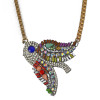 N-3839 New Fashion gold filled  Chain Rhinestone Colorful Crystal Bird Pendant Necklace