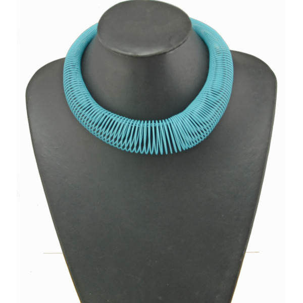 N-3844 European Style Gold Plated Alloy Spring Hoop Choker False Collar Necklace