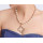 N-3837 Korea Style White Pearl Chain Crystal Rhinestone Clover Pendant Necklace