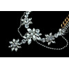 N-3835 European Style Silver Gold Plated Alloy  Pearl Rhinestone multilayer Chains Crystal Flower Choker Necklace