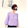 N-3837 Korea Style White Pearl Chain Crystal Rhinestone Clover Pendant Necklace