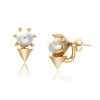 E-3104 Korea Style Gold Silver  Plated Alloy Pearl Rivets Small Earrings