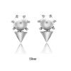 E-3104 Korea Style Gold Silver  Plated Alloy Pearl Rivets Small Earrings