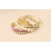 B-0350  Korea Style Multilayer 5Pcs/set Pearl Beads Resin Gem Coin Bangle Bracelets Set