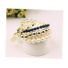 B-0350  Korea Style Multilayer 5Pcs/set Pearl Beads Resin Gem Coin Bangle Bracelets Set